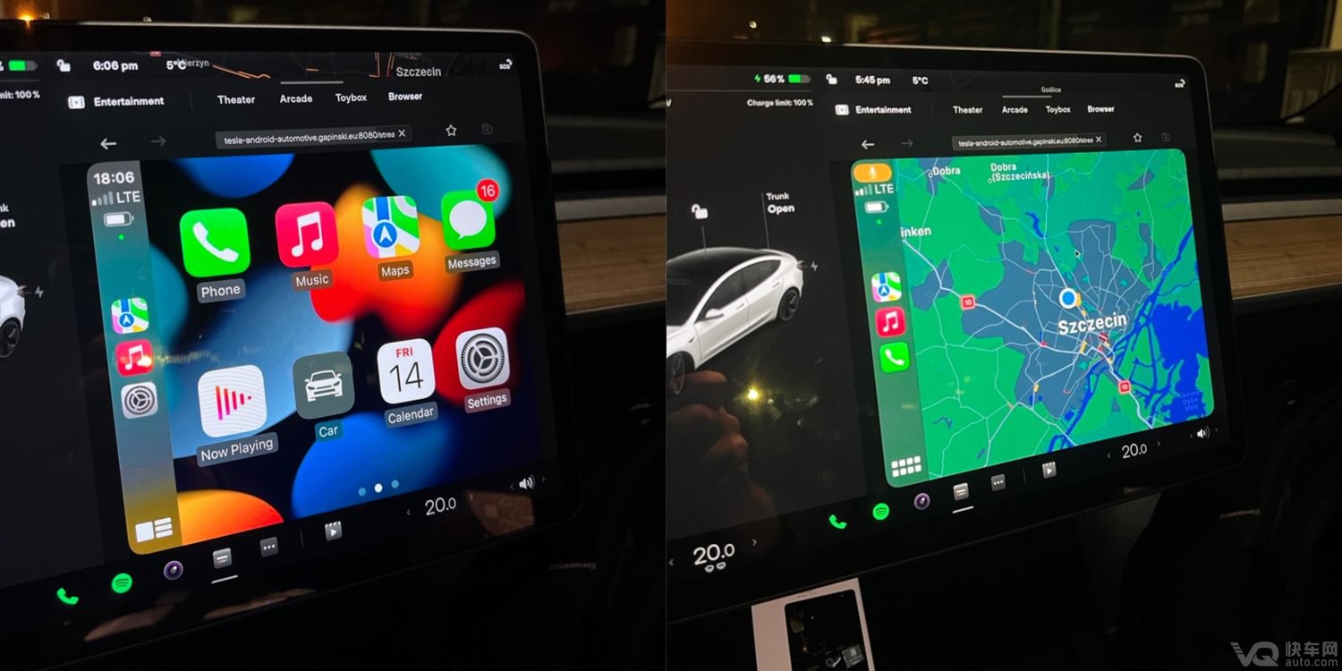 波兰开发者成功让特斯拉支持苹果CarPlay