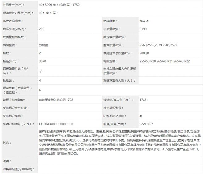 蔚来全新ES8申报图曝光 将在12月24日发布售价